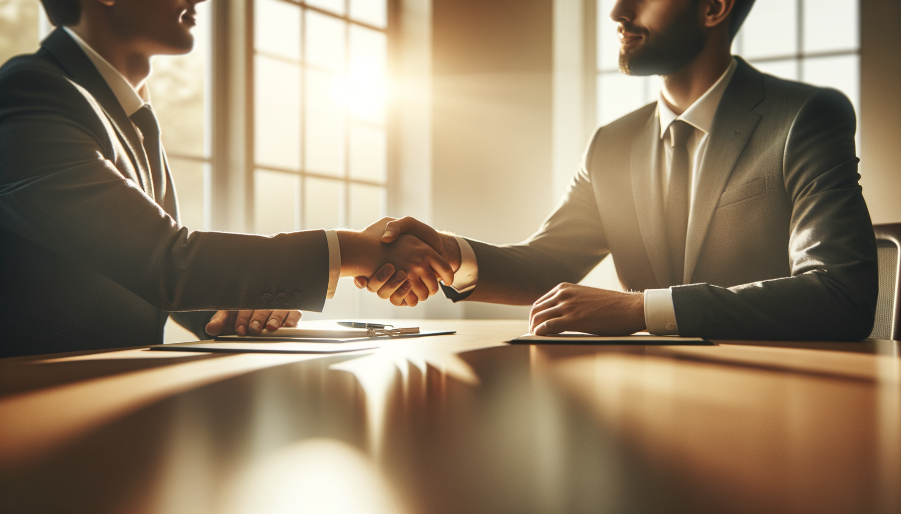 Professional handshake in a broker meeting
