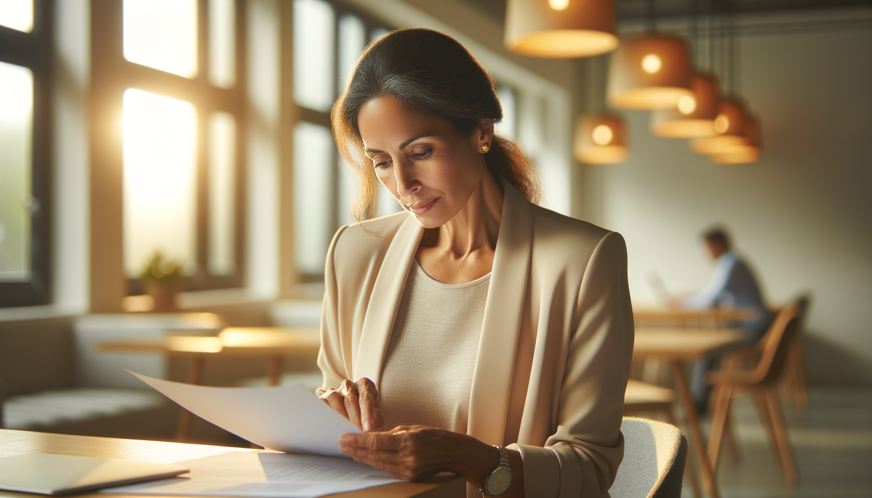 Person reviewing documents and planning next chapter