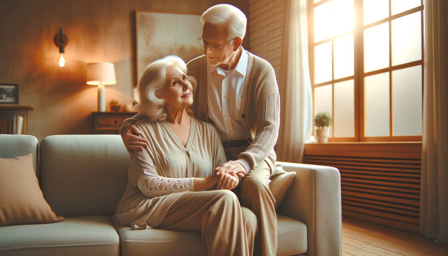 Older couple in comfortable home setting