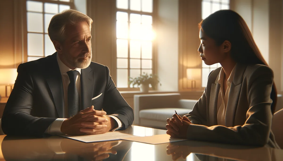 Person in consultation with financial advisor